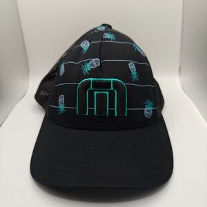 Travis Mathew Black and Blue Pineapple Golf Hat - FlexFit Mesh Back Adjustable